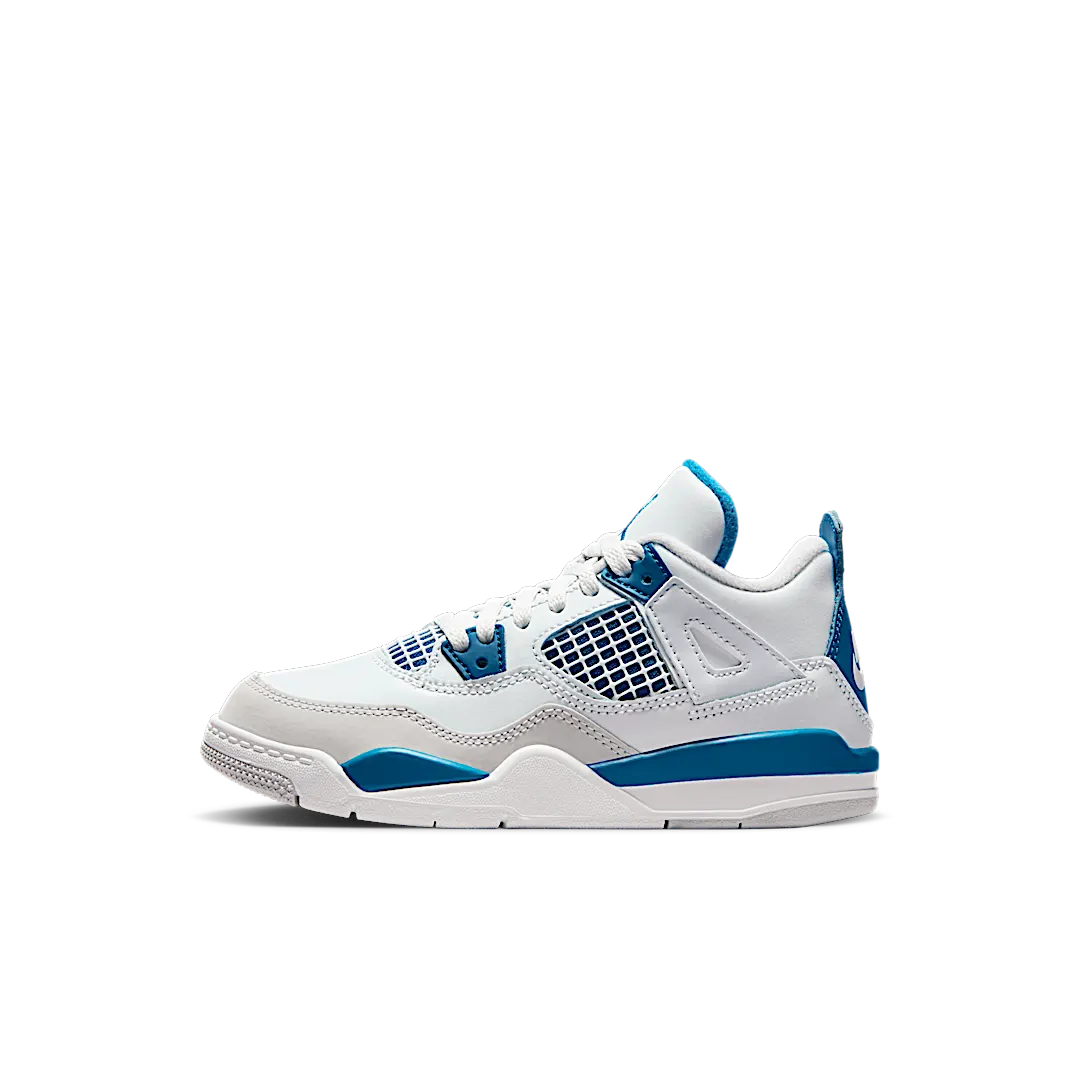 Air Jordan 4 Retro Military Blue (2024) (PS), Off-White/Military Blue/Neutral Grey (BQ7669-141)