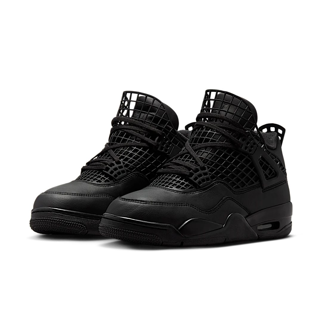 Air Jordan 4 Retro Net Black, Black/Black-Metallic Silver (FN7251-001)