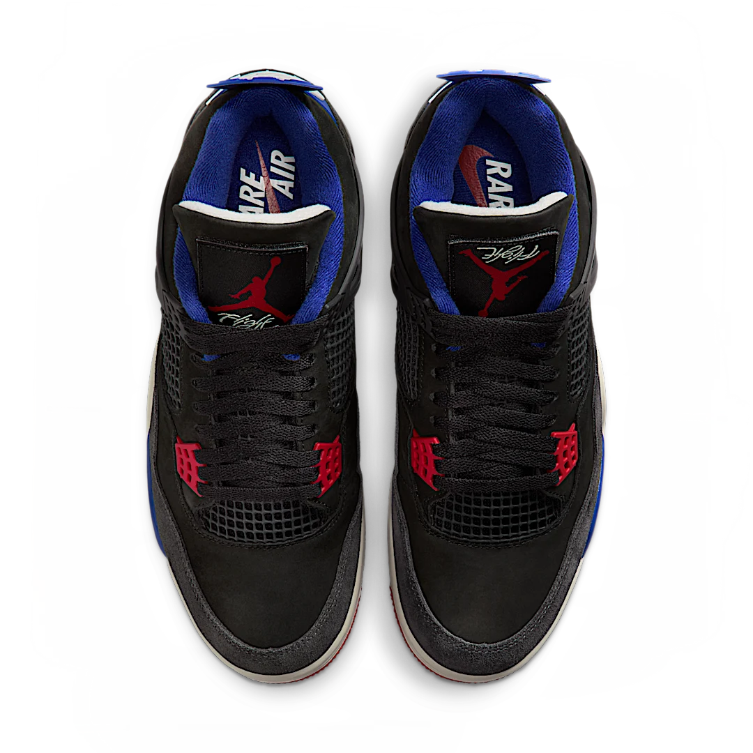 Air Jordan 4 Retro Rare Air, Black/Fire Red/Deep Royal Blue/Dark Smoke Grey/Tech Grey (FV5029-003)