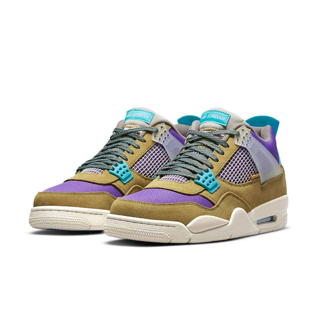 Air Jordan 4 Retro SP 30th Anniversary Union Desert Moss, Desert Moss/Turquoise Blue-Dark Iris (DJ5718-300)