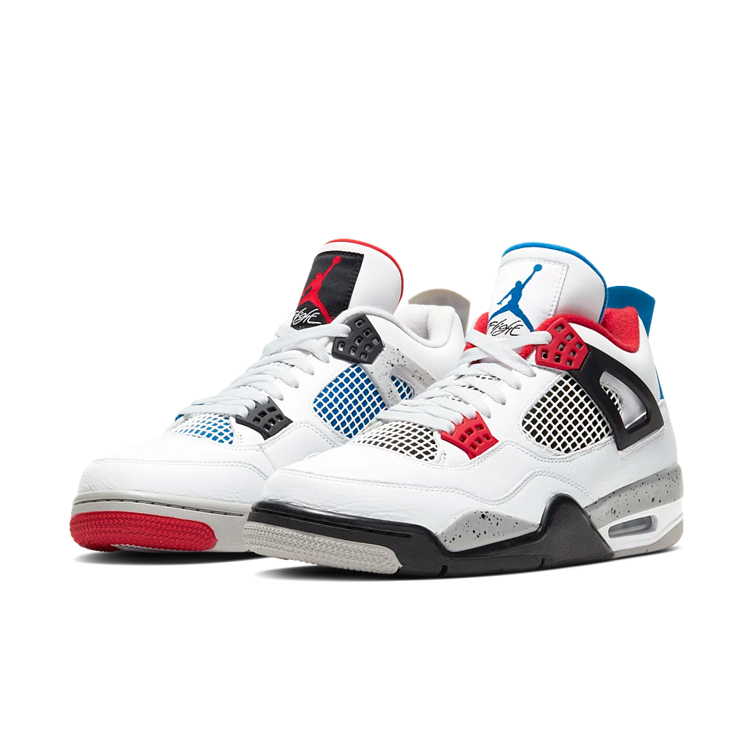 Air Jordan 4 Retro What The, White/Military Blue-Fire Red-Black-Cement Grey (CI1184-146)