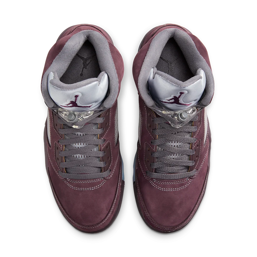 Air Jordan 5 Retro Burgundy (2023), Deep Burgundy/Light Graphite/Metallic Silver (DZ4131-600 / FN4233-600)