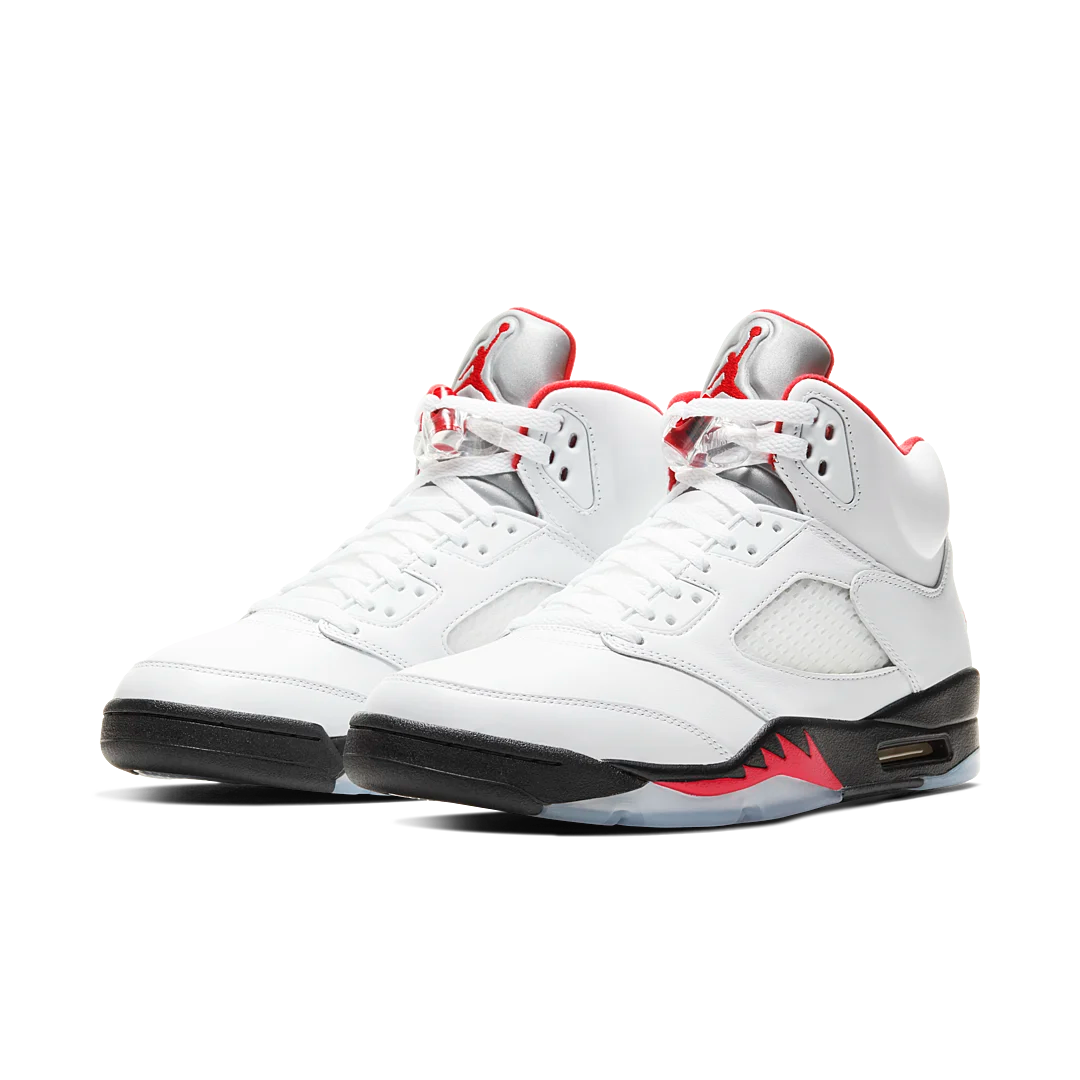 Air Jordan 5 Retro Fire Red Silver Tongue (2020), White/Black-Metallic Silver-Fire Red (DA1911-102 / 440888-102)