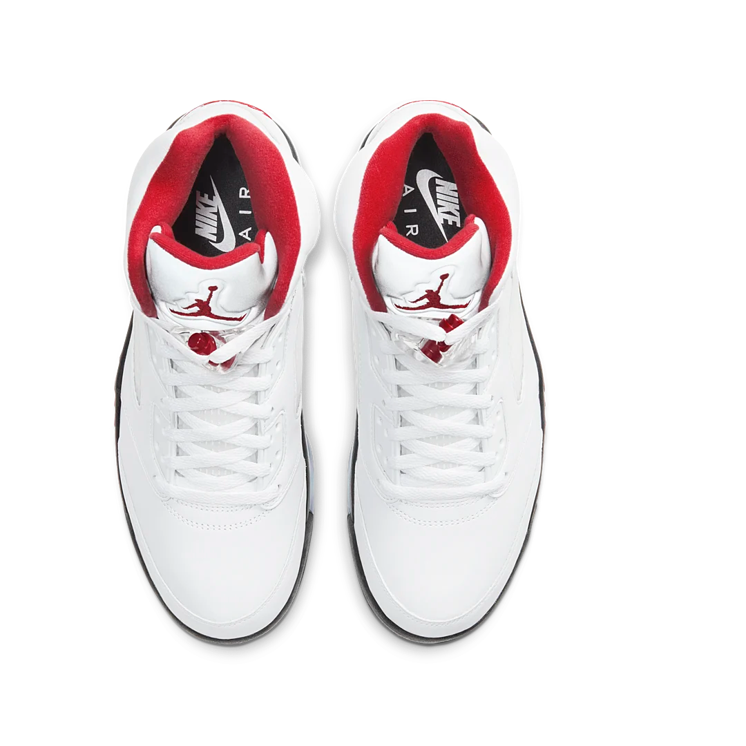 Air Jordan 5 Retro Fire Red Silver Tongue (2020), White/Black-Metallic Silver-Fire Red (DA1911-102)