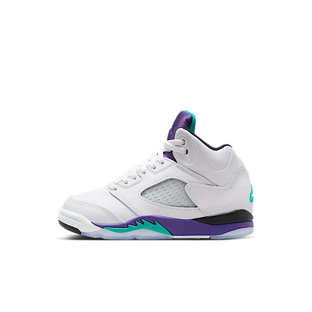 Air Jordan 5 Retro Grape (2025) (PS), White/Grape Ice-New Emerald (HQ7979-100)