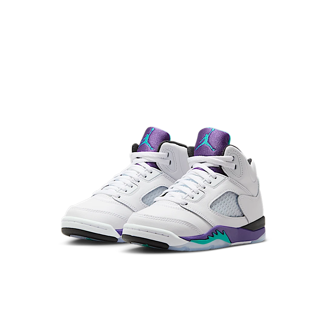 Air Jordan 5 Retro Grape (2025) (PS), White/Grape Ice-New Emerald (HQ7979-100)