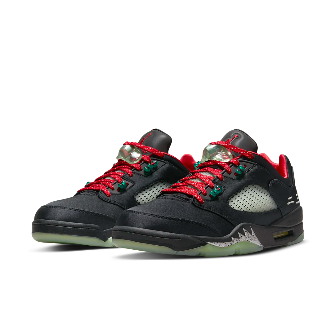 Air Jordan 5 Retro Low CLOT Jade, Black/Classic Jade-Fire Red-Metallic Silver (DM4640-036)