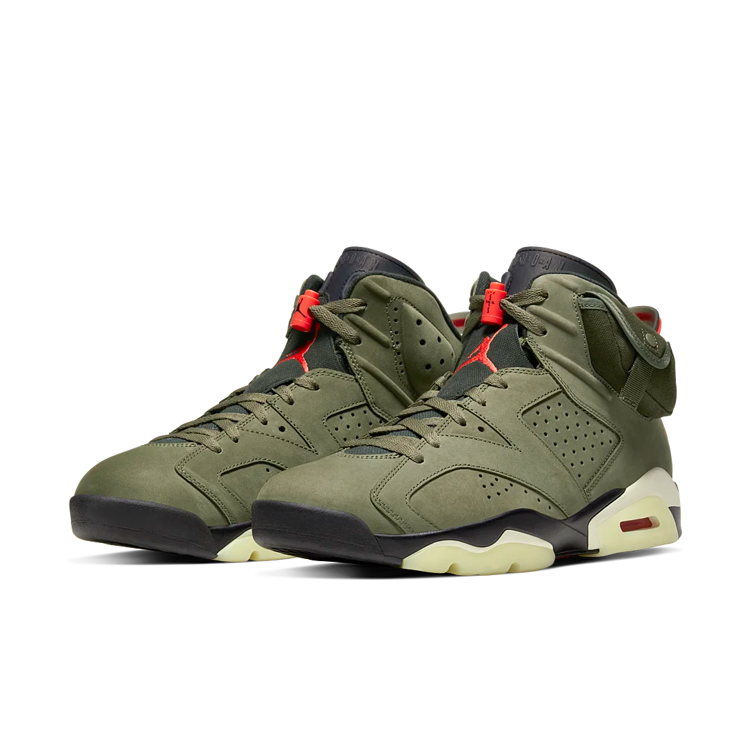 Air Jordan 6 Retro Travis Scott, Medium Olive/Black-Sail-University Red (CN1084-200)