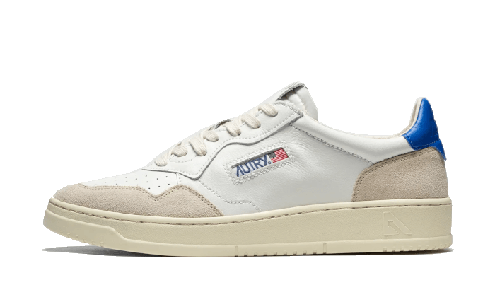 Autry Medalist Leather Suede Low White Azure Beige