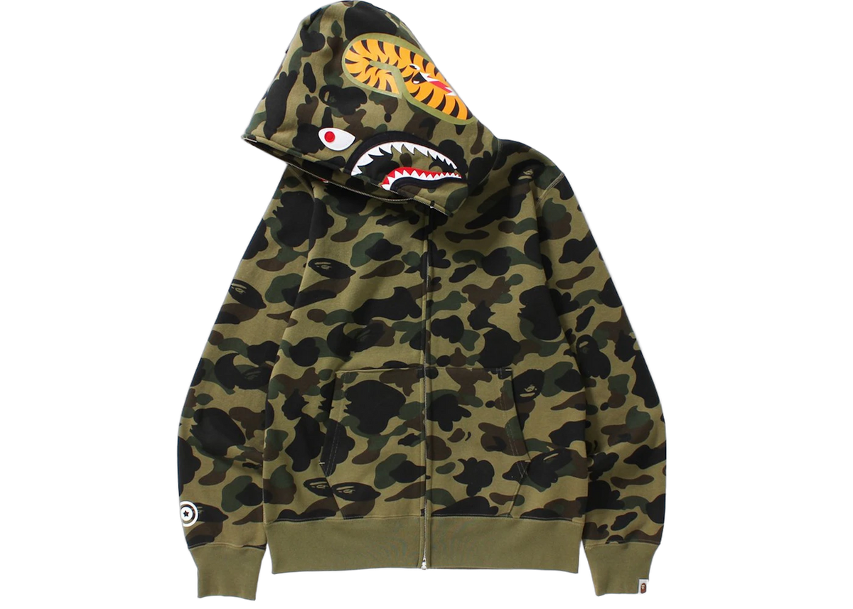 BAPE 1st Camo Shark Full Zip Hoodie Green