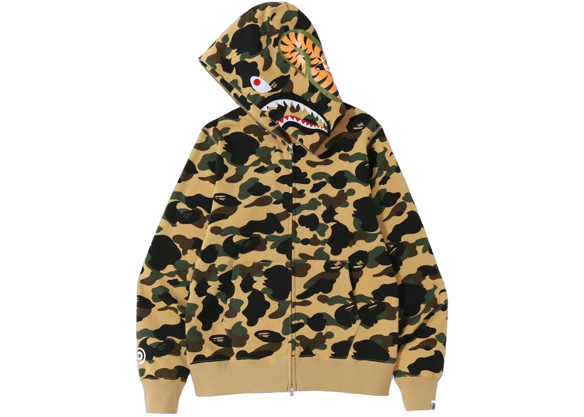 BAPE 1st Camo Shark WGM Full Zip Hoodie Yellow