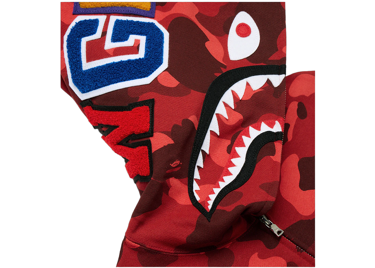 BAPE Color Camo Shark Full Zip Hoodie Red