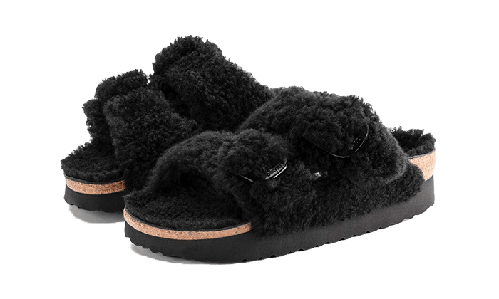 Birkenstock Arizona Big Buckle Shearling Black Gold