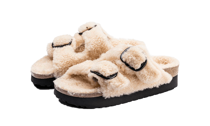 Birkenstock Arizona Big Buckle Teddy Eggshell