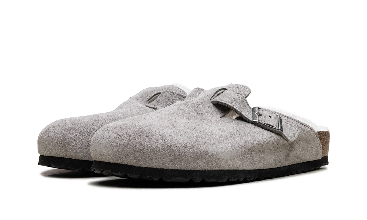 Birkenstock Boston Shearling Suede Stone Coin