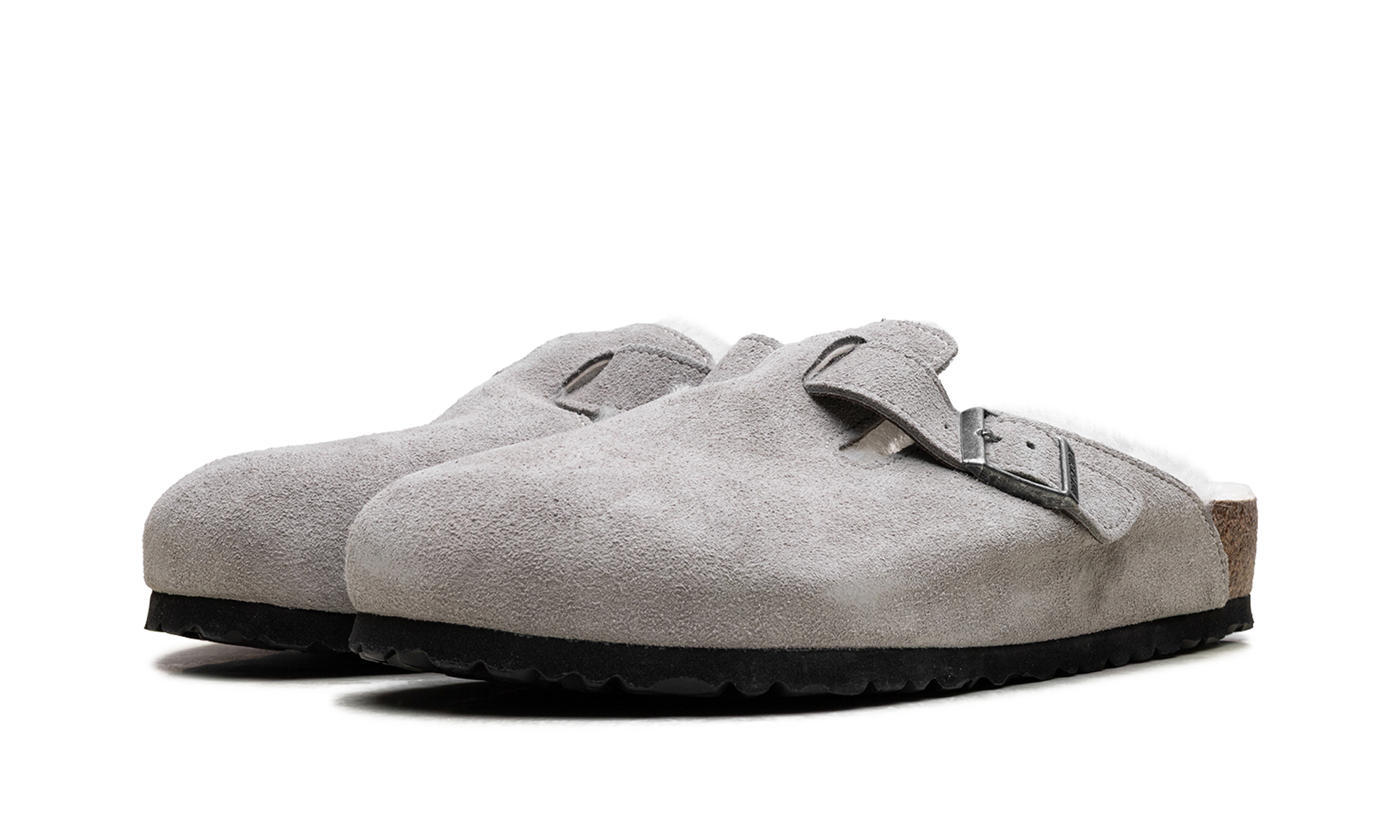 Birkenstock Boston Shearling Suede Stone Coin