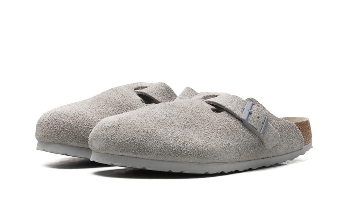 Birkenstock Boston Soft Footbed Suede Stone Coin