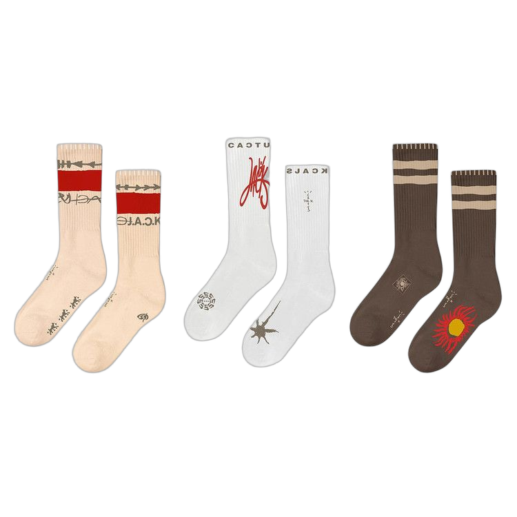 Cactus Jack by Travis Scott Reverse Jack Socks Trio Multicolor