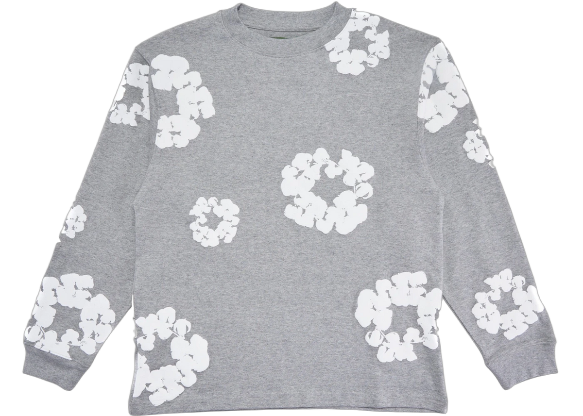 Denim Tears Long Sleeve Cotton Wreath T-shirt Grey