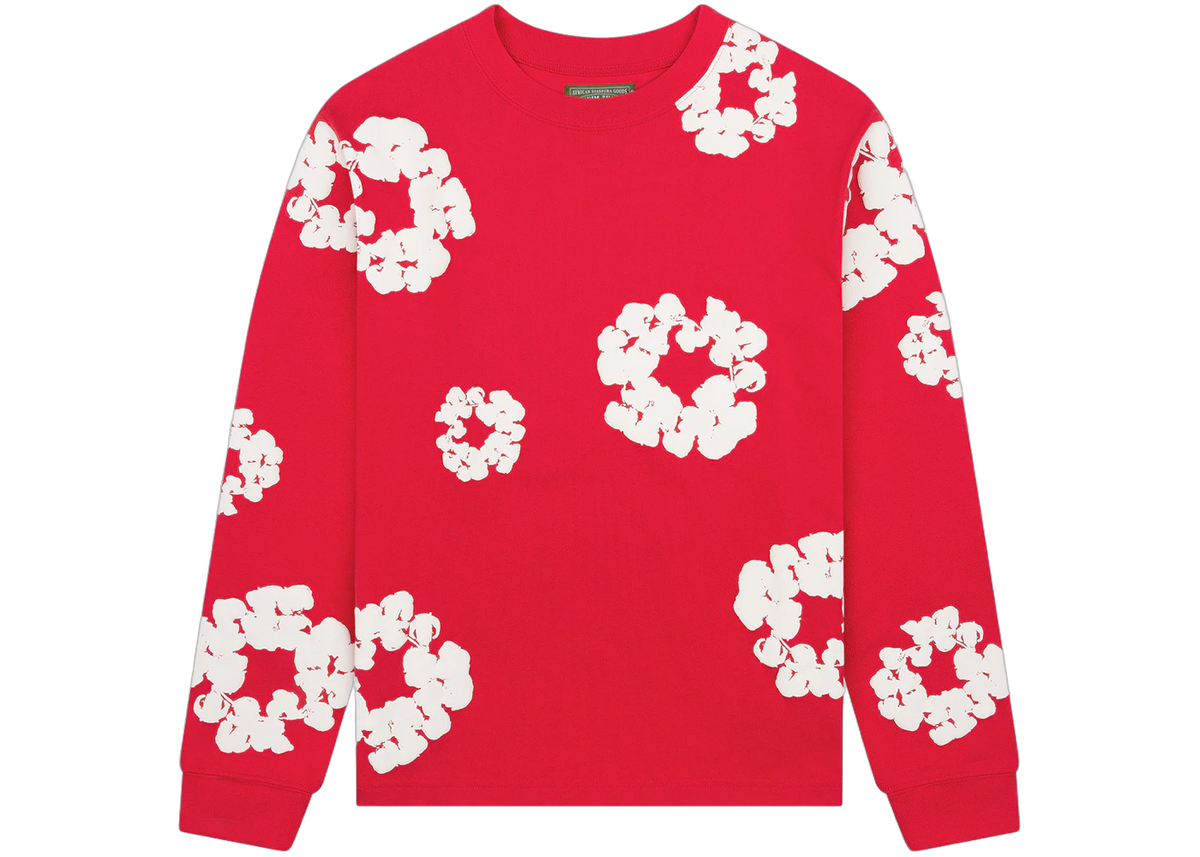 Denim Tears Long Sleeve Cotton Wreath T-shirt Red
