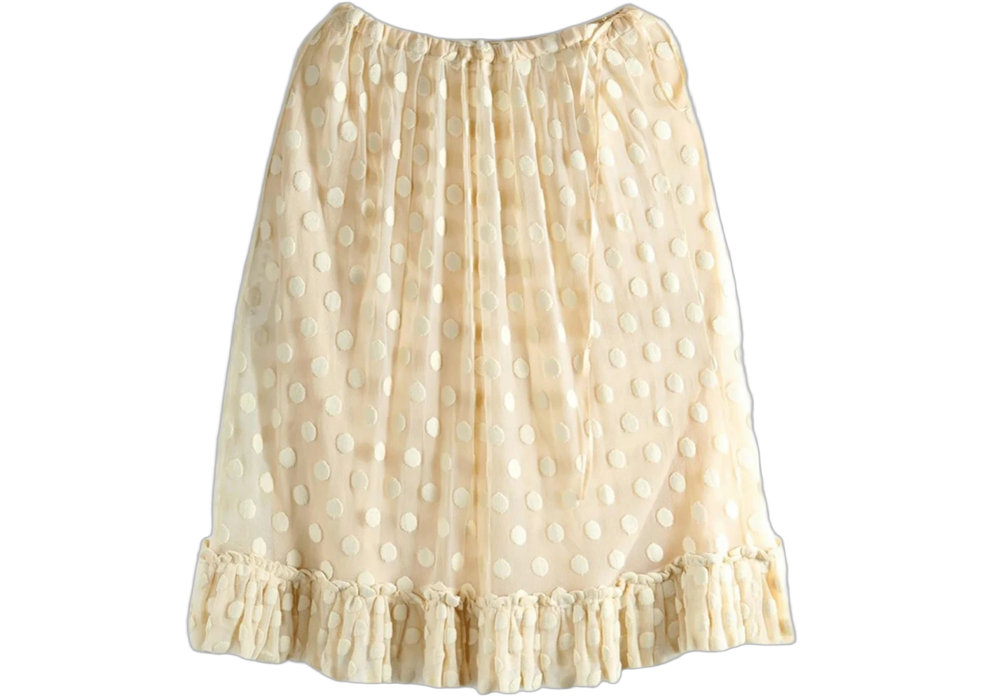 Dries Van Noten Women's Large Polka Dot Mesh Skirt Ecru