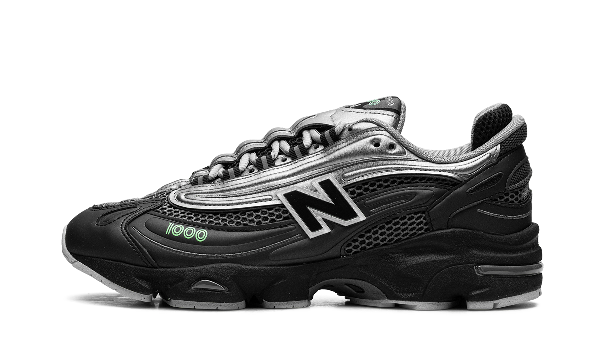 New Balance 1000 Dark Silver Metallic Lime Leaf
