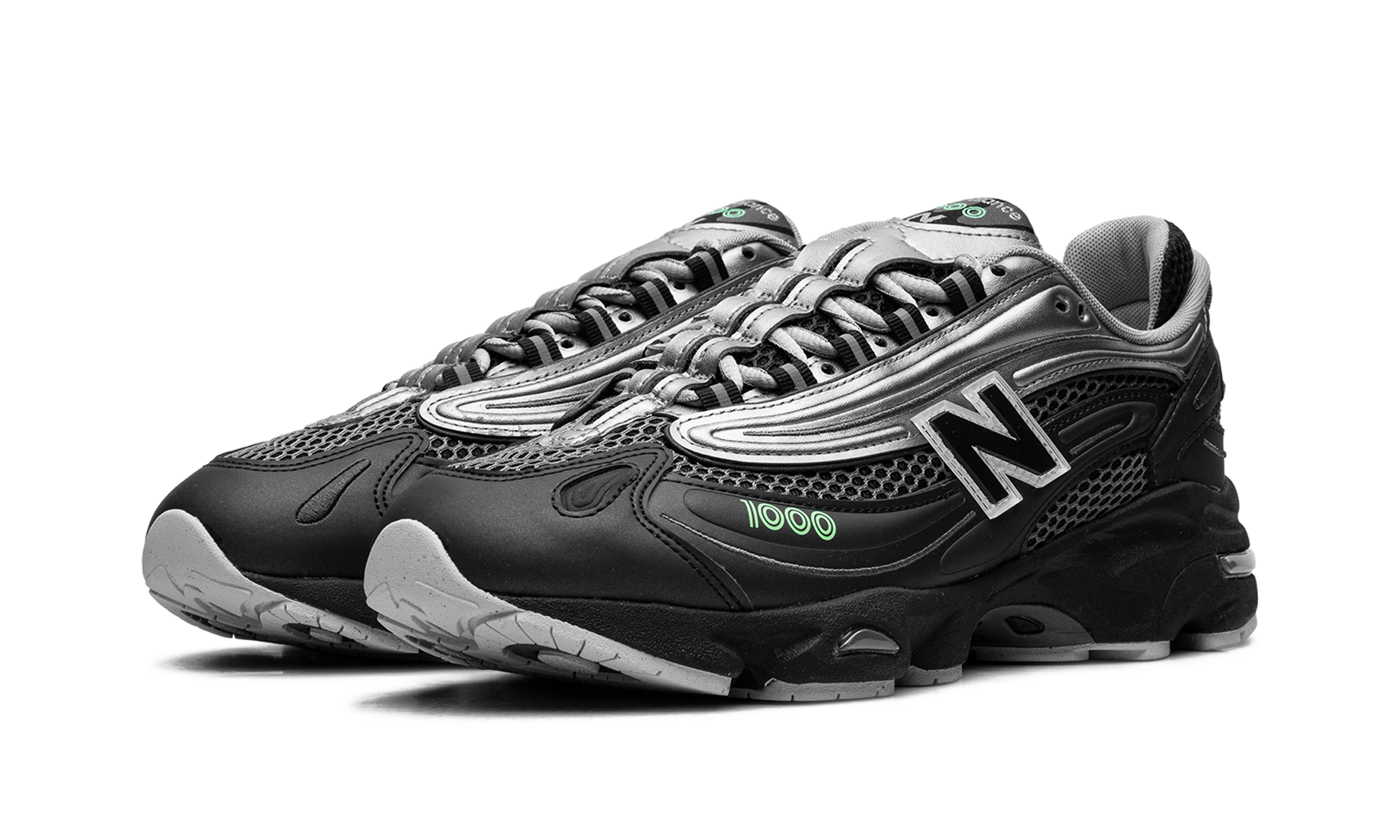 New Balance 1000 Dark Silver Metallic Lime Leaf