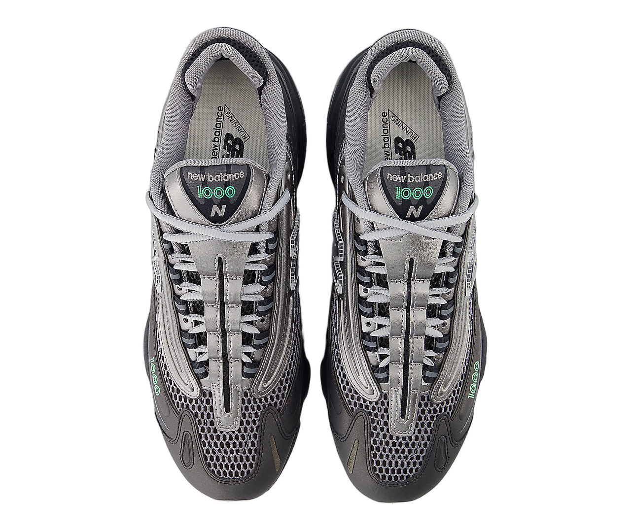 New Balance 1000 Dark Silver Metallic Lime Leaf