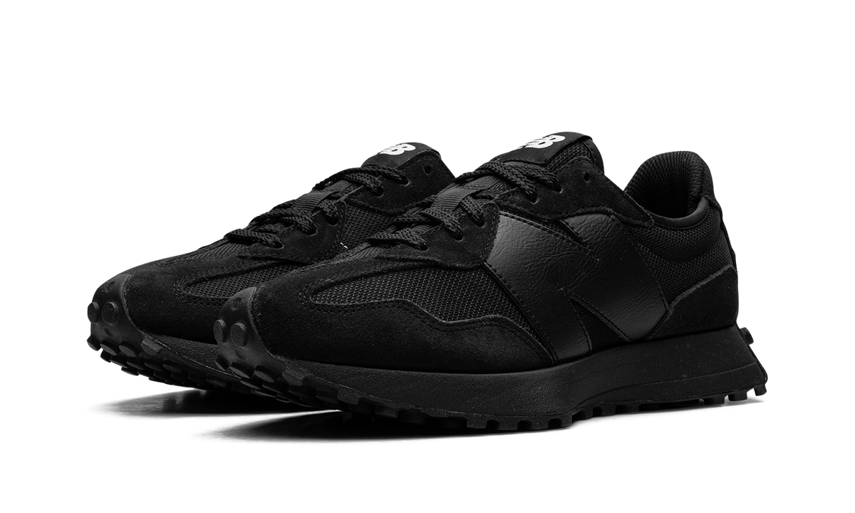 New Balance 327 Black White Tongue Logo