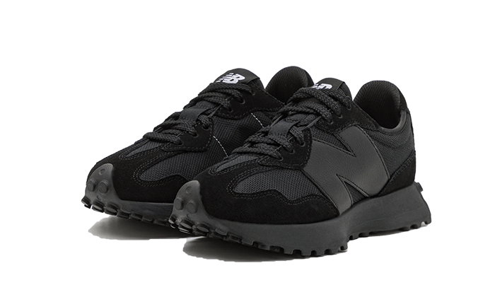 New Balance 327 Black White Tongue Logo, Black/Black/White (MS327CTB)