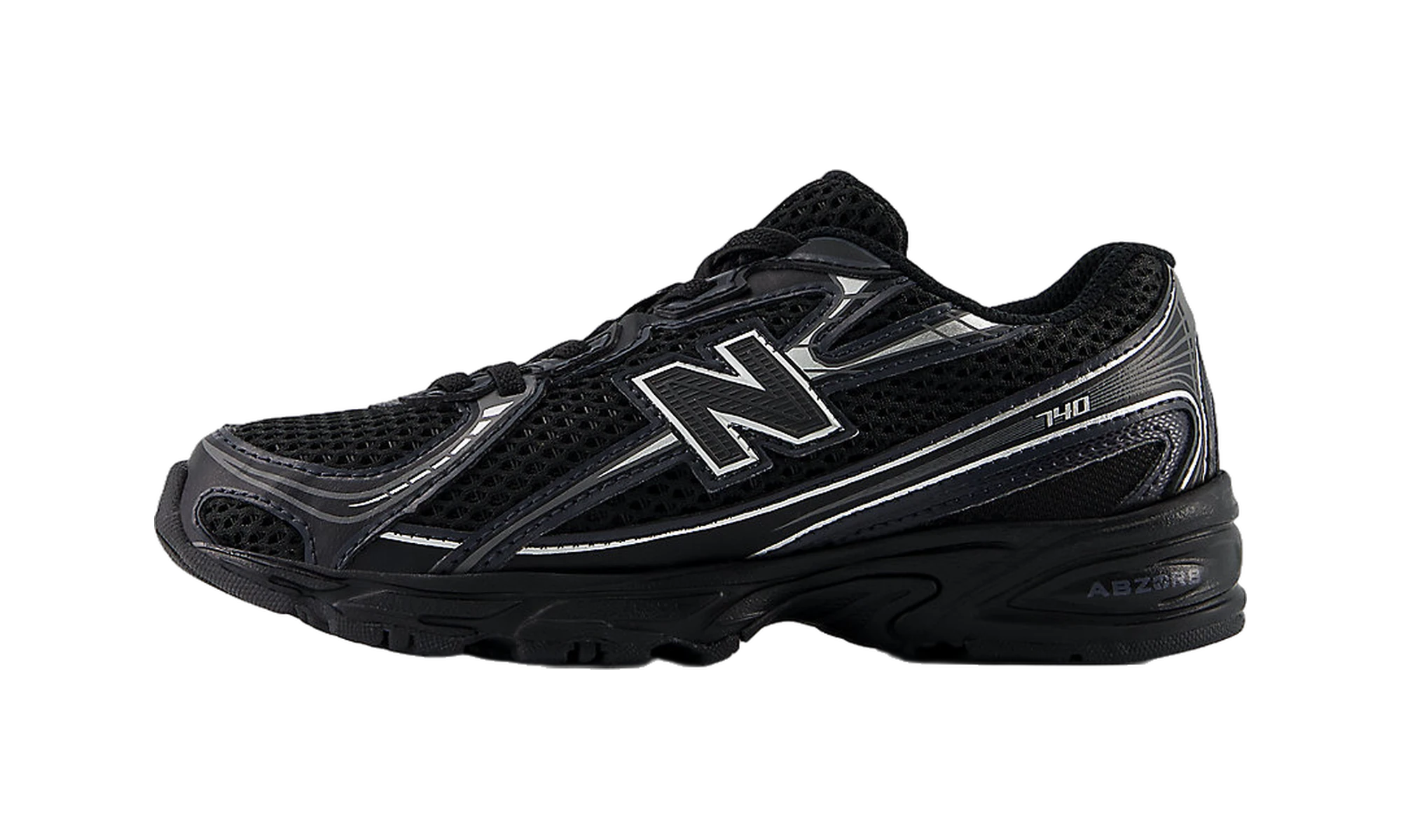 New Balance 740 Bungee Lace Black Grey Silver (PS)