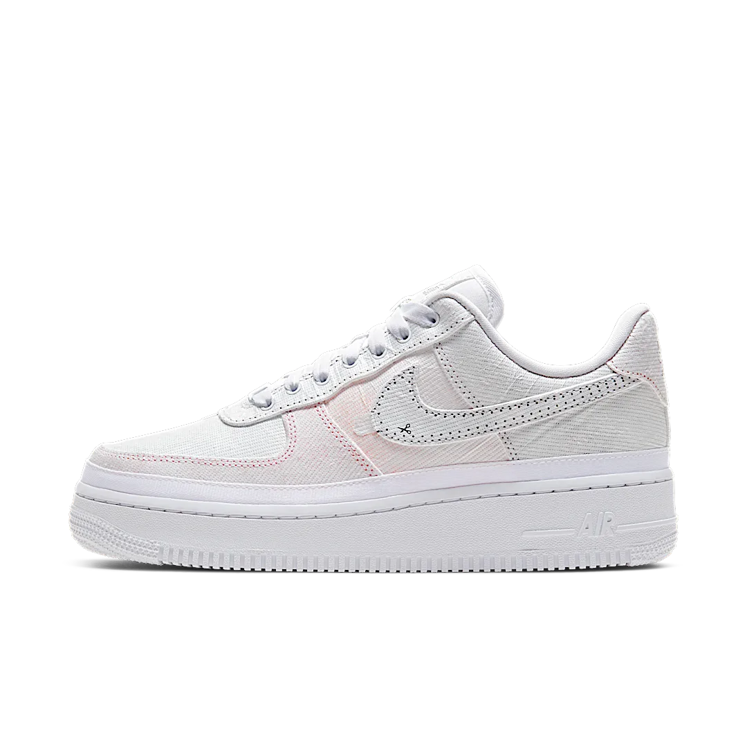 Nike Air Force 1 LX Reveal Black Swoosh, White/White-Multi-Color (CJ1650-100)