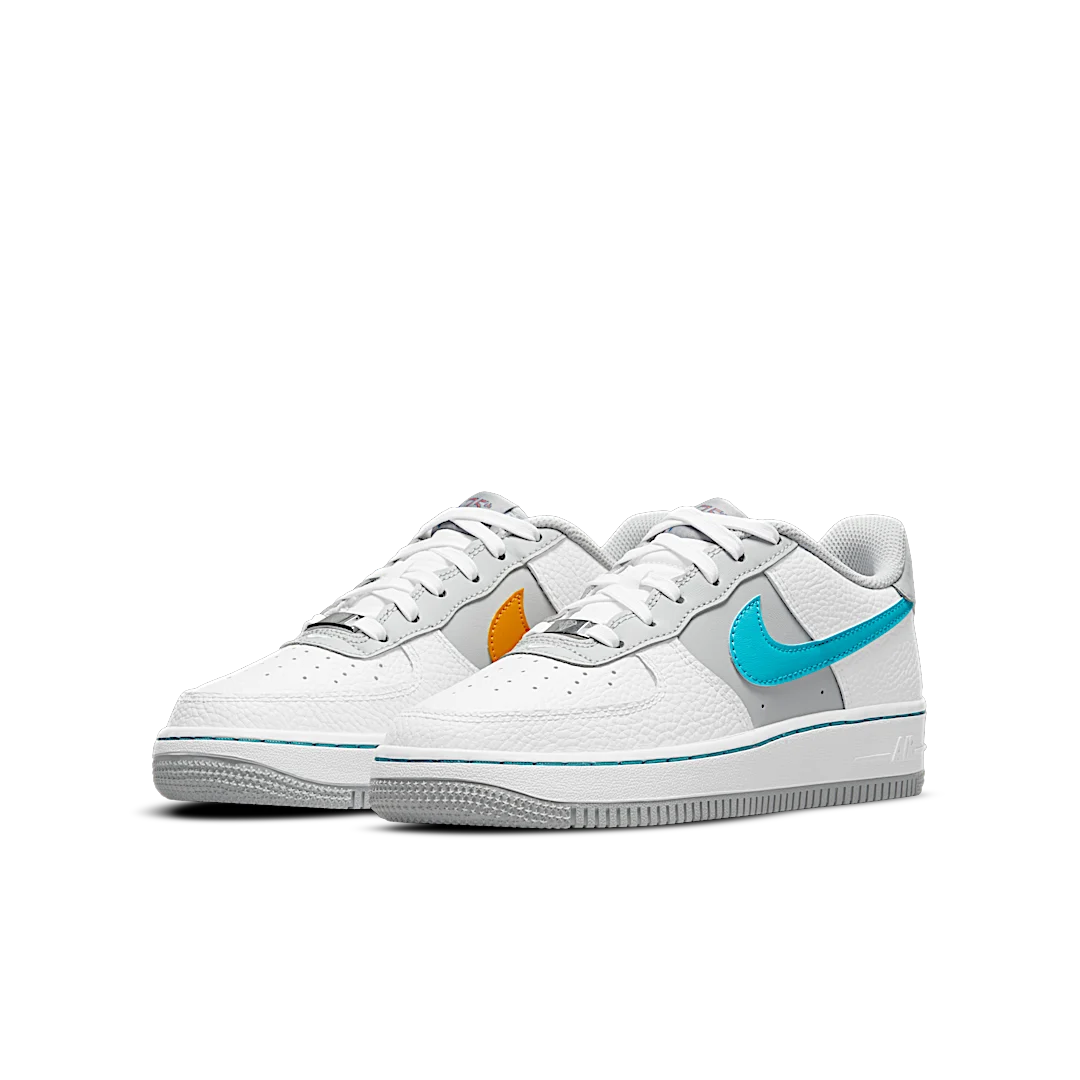 Nike Air Force 1 Low EMB NBA 75th Anniversary Fiesta, White/Grey Fog/Sundial/Turquoise Blue (DJ9993-100)