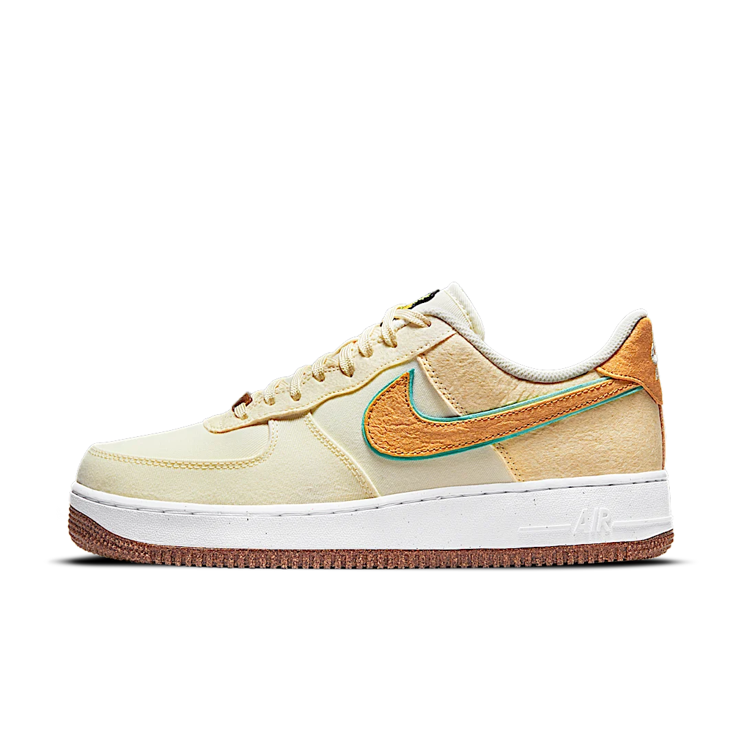 Nike Air Force 1 Low Happy Pineapple Coconut Milk, Coconut Milk/Green Glow-Natural-Metallic Gold (CZ1631-100)