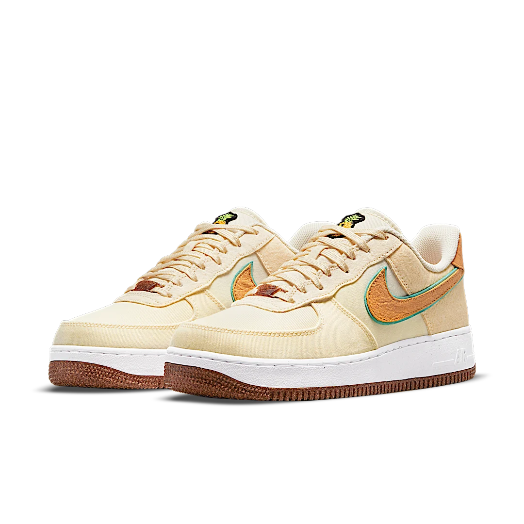 Nike Air Force 1 Low Happy Pineapple Coconut Milk, Coconut Milk/Green Glow-Natural-Metallic Gold (CZ1631-100)