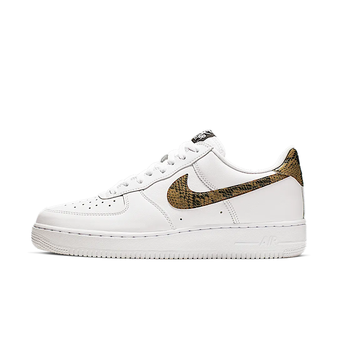 Nike Air Force 1 Low Retro Ivory Snake, White/Elemental Gold-Dark Hazel-Black (AO1635-100)