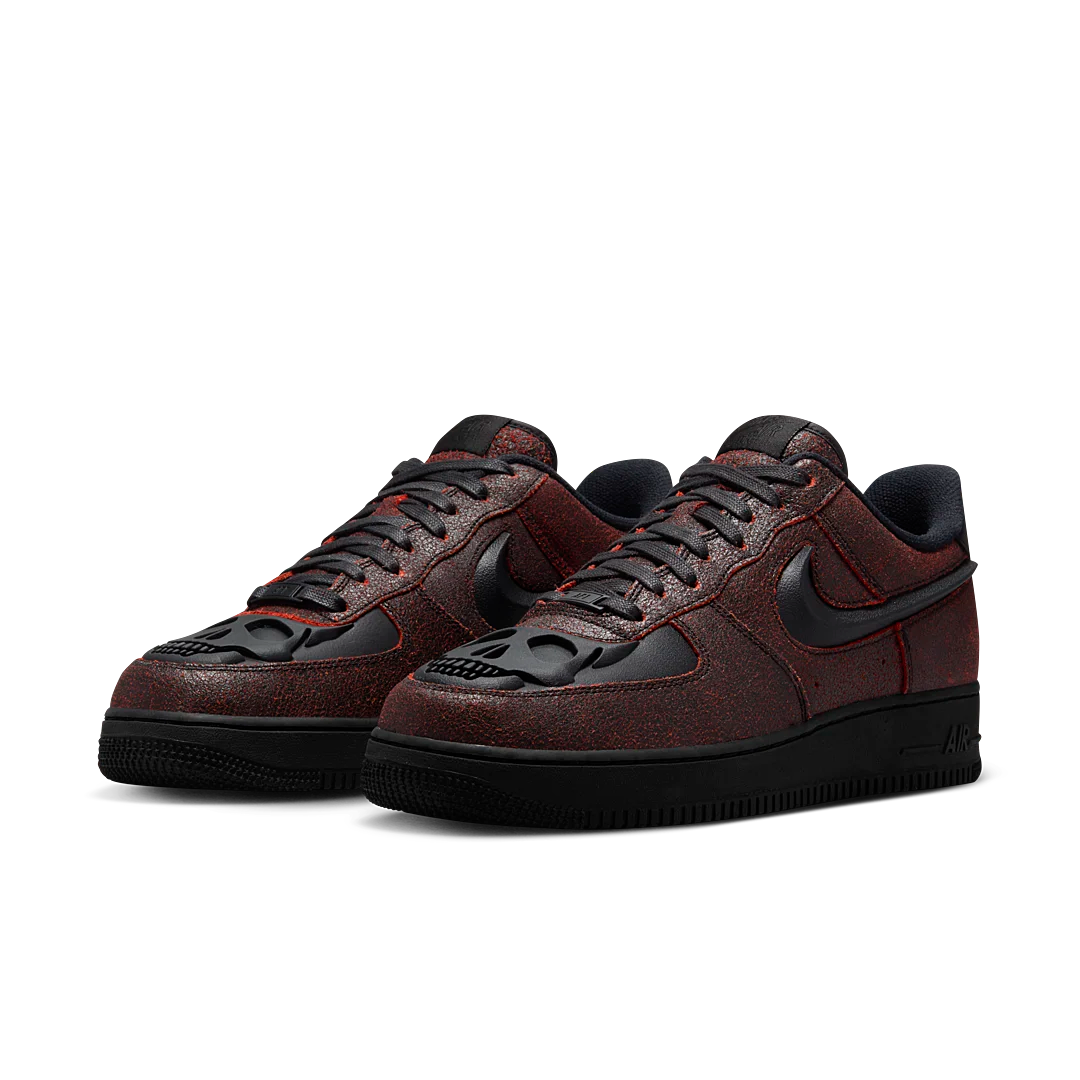 Nike Air Force 1 Low Retro QS Halloween Skull, Black/Black/Crimson (HV2016-001)