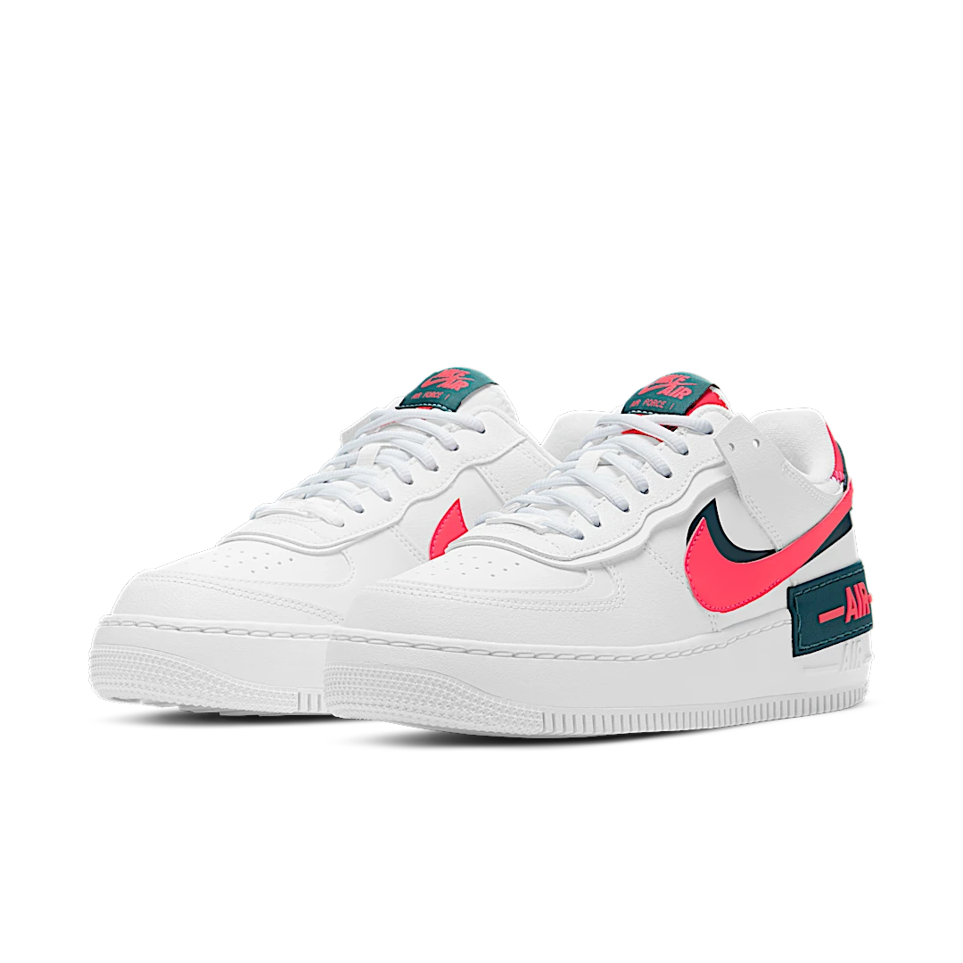 Nike Air Force 1 Low Shadow White Solar Red, White/Solar Red/White/Dark Teal Green (DB3902-100)