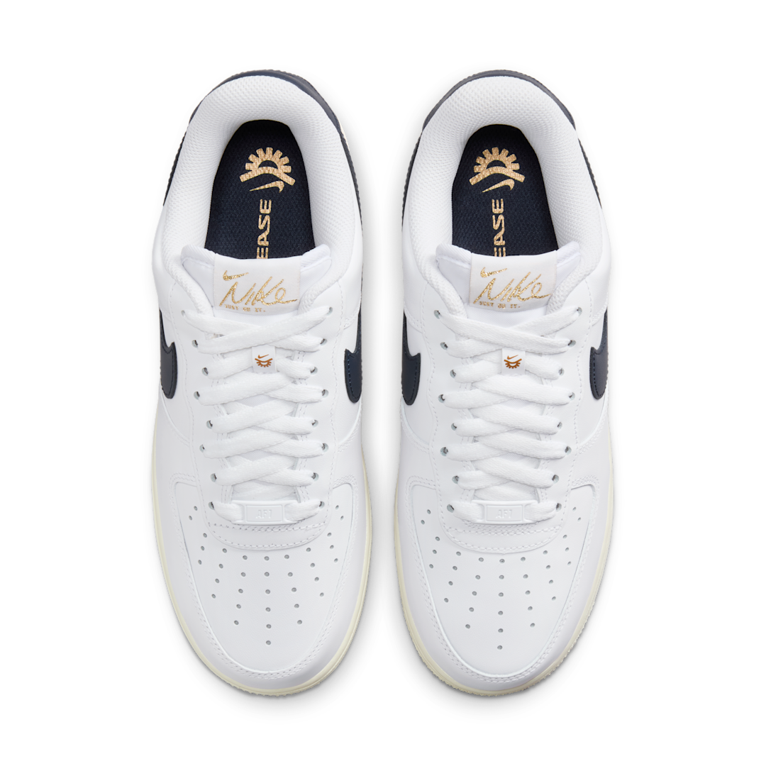 Nike Air Force 1 Low '07 Flyease Olympic, White/Pale Ivory/Metallic Gold/Obsidian (HJ9122-100)