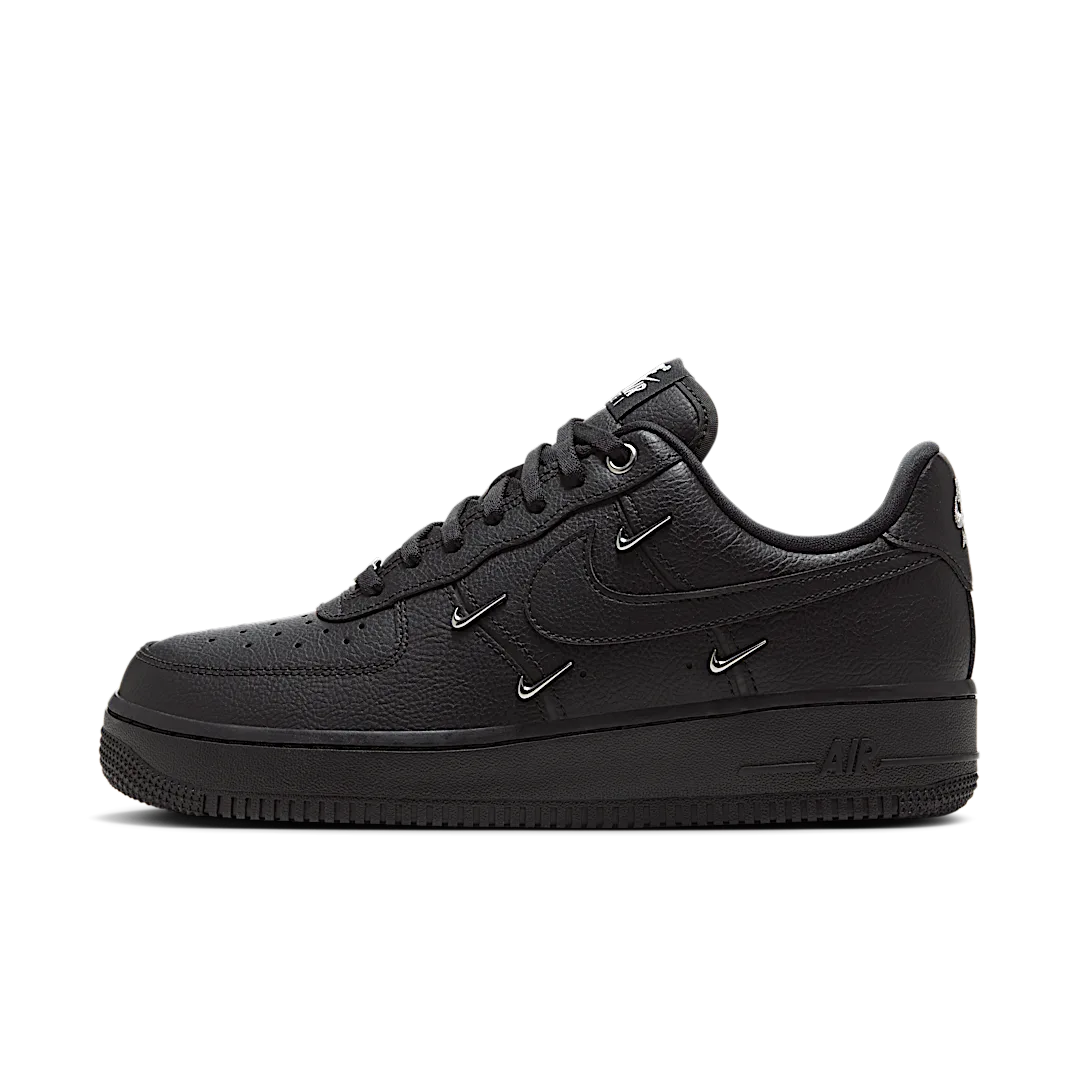 Nike Air Force 1 Low '07 LX Black Silver Mini Swoosh, Black/Metallic Silver (HQ1180-001)