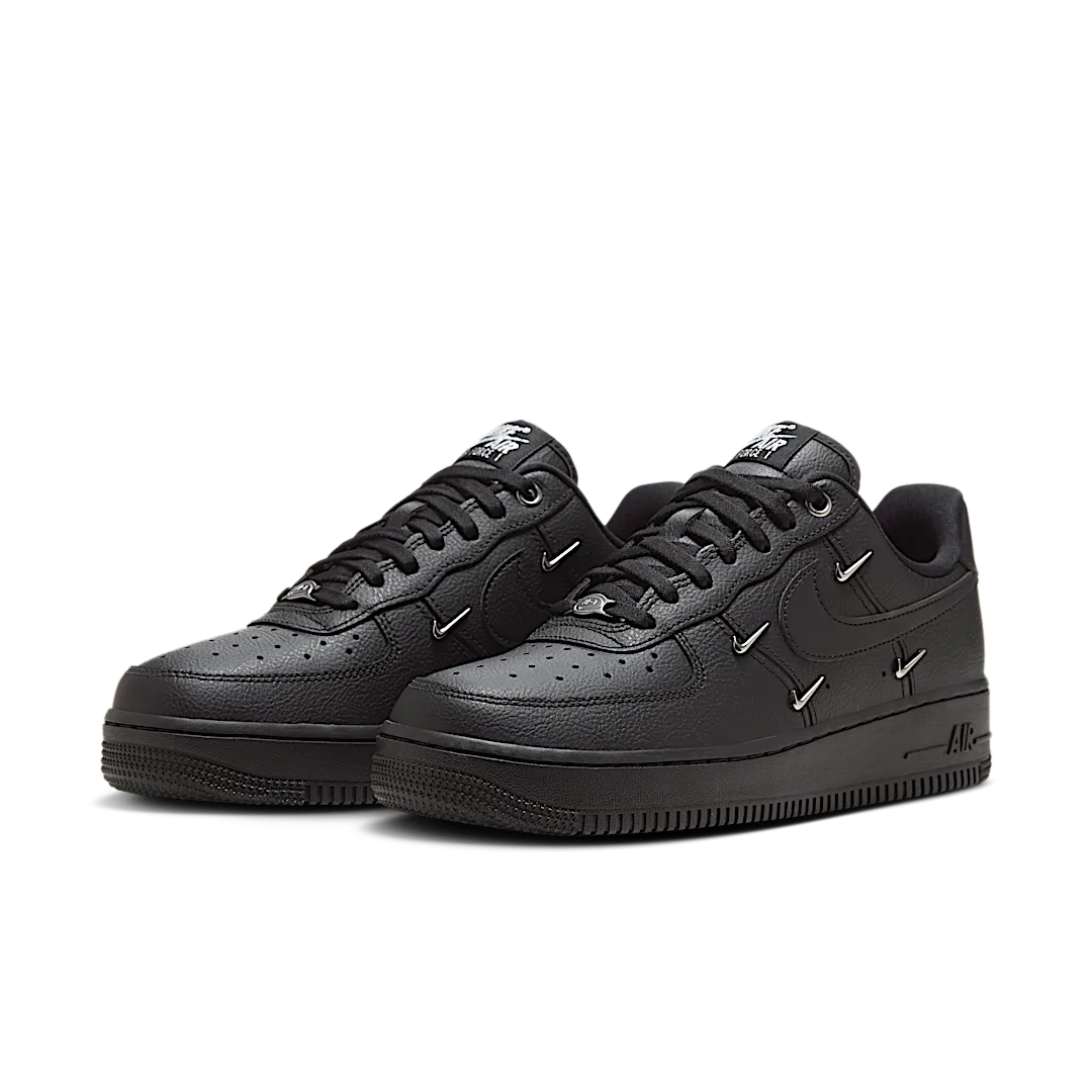 Nike Air Force 1 Low '07 LX Black Silver Mini Swoosh, Black/Metallic Silver (HQ1180-001)