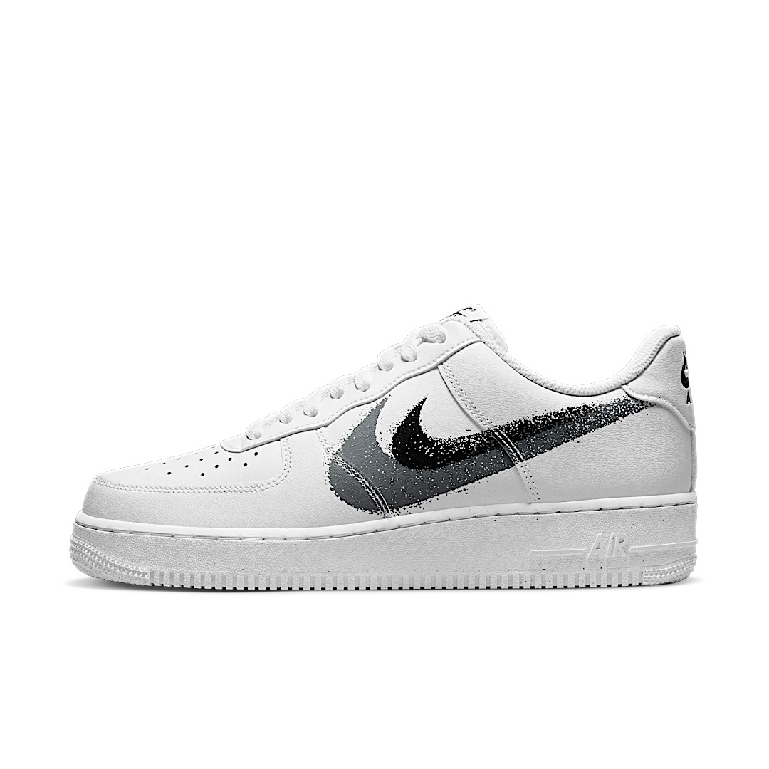 Nike Air Force 1 Low '07 Spray Paint Swoosh White Black Grey, White/Black-Cool Grey (FD0660-100)