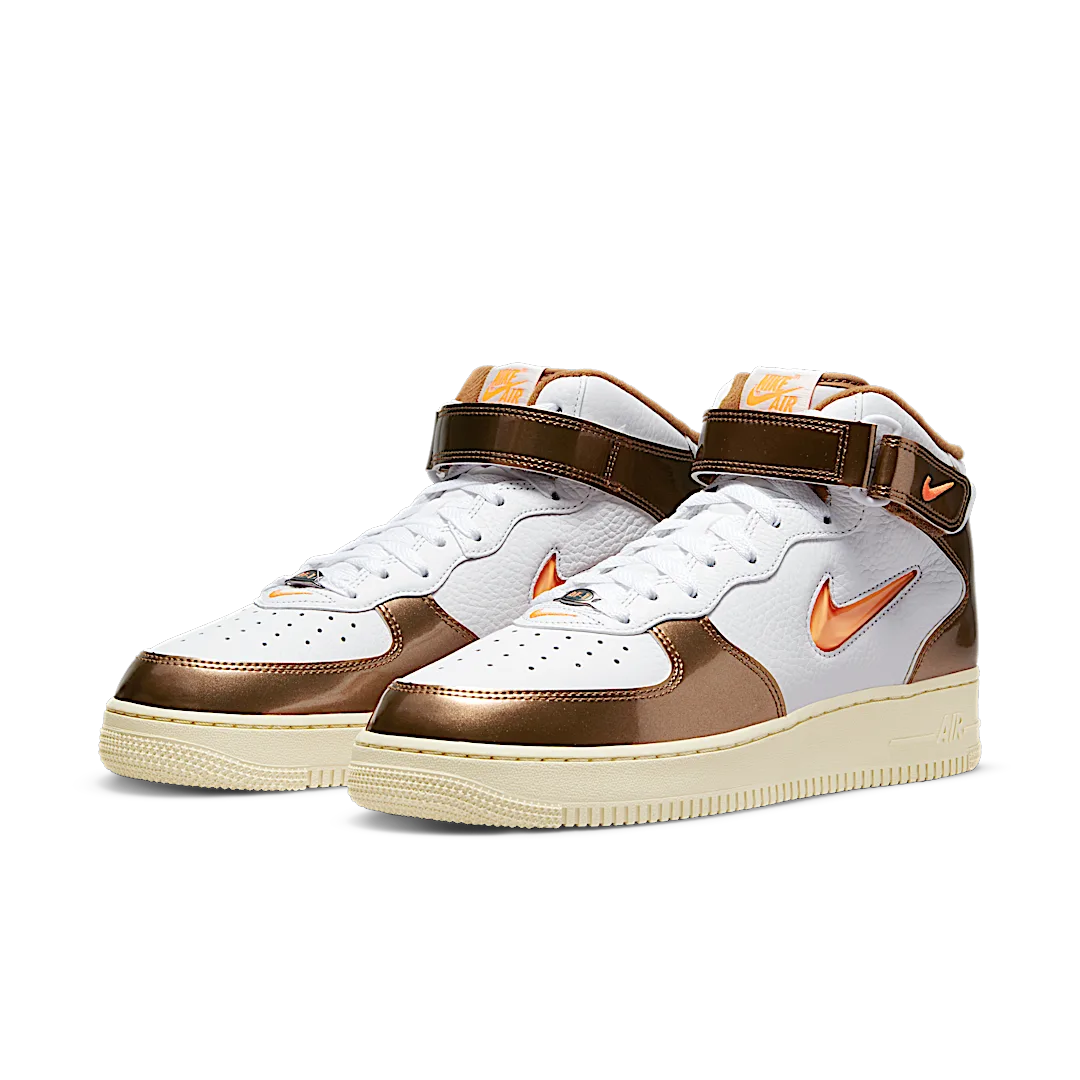 Nike Air Force 1 Mid QS Jewel Ale Brown, White/Total Orange-Ale Brown-Beach (DH5623-100)