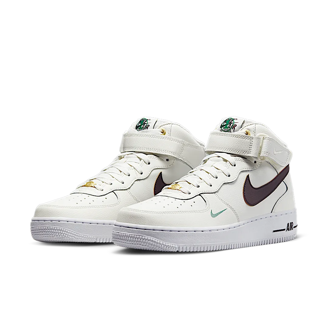 Nike Air Force 1 Mid '07 LV8 40th Anniversary Sail Brown Basalt, Sail/Malachite/White/Brown Basalt (DR9513-100)