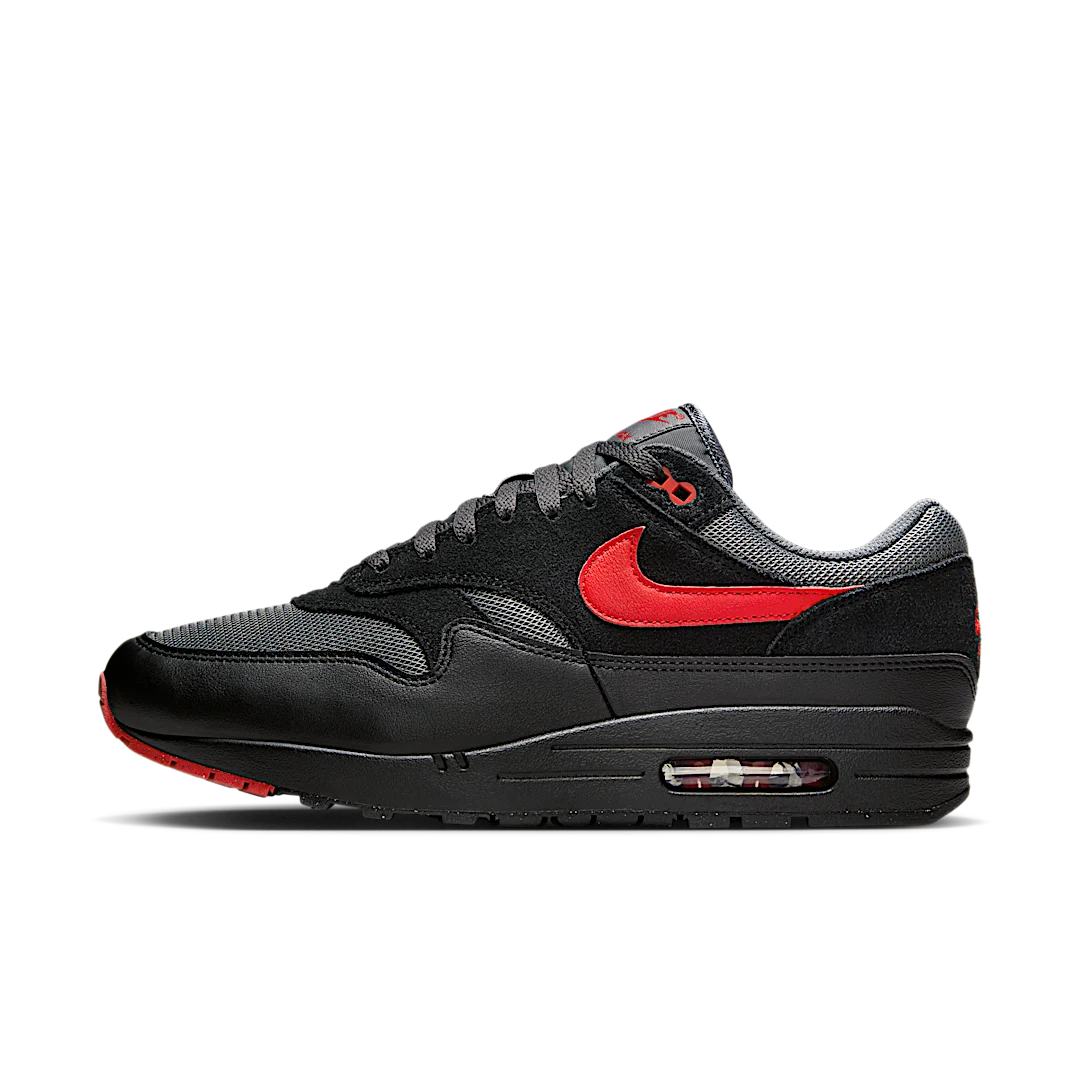 Nike Air Max 1 Essential Vamps, Black/University Red/Iron Grey (FZ5808-008)