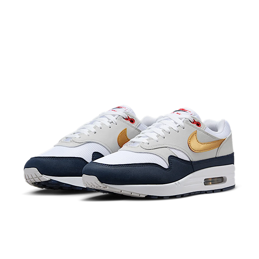 Nike Air Max 1 Olympic, Obsidian/White/Light Smoke Grey/Metallic Gold (HM9604-400)