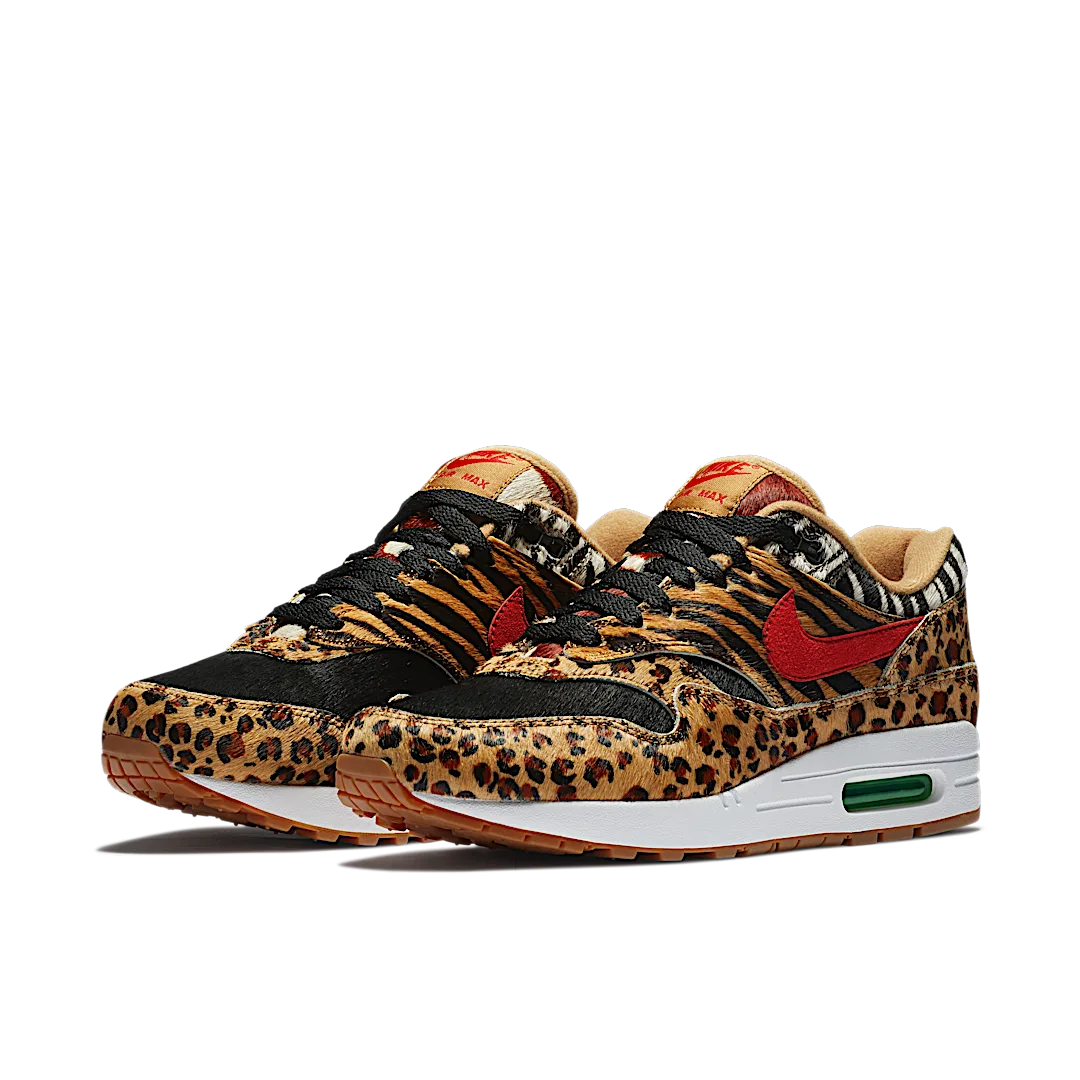 Nike Air Max 1 atmos Animal Pack 2.0 (Animal Print Box) (2018), Wheat/Sport Red-Bison-Classic Green (AQ0928-700)