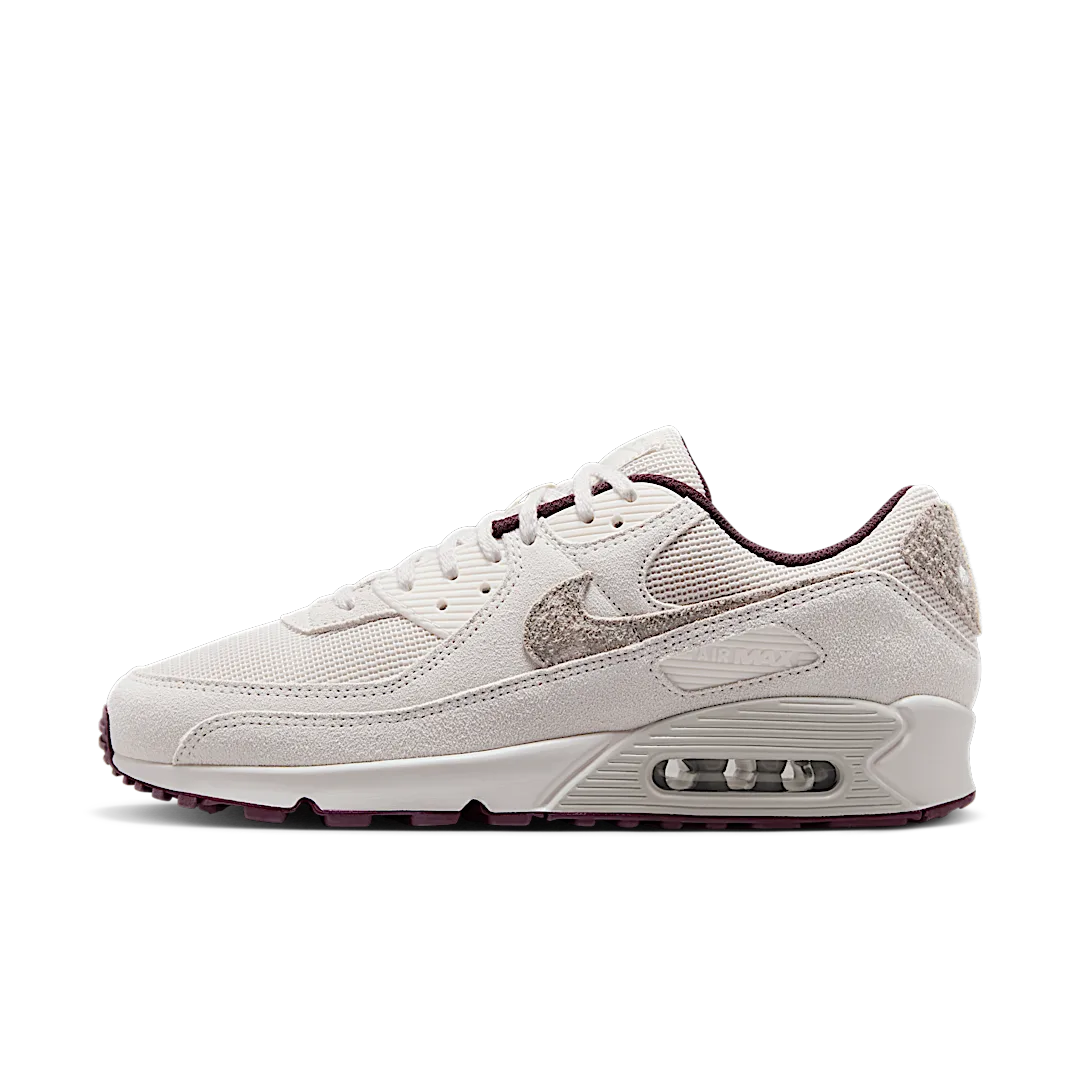 Nike Air Max 90 PRM Sail Burgundy Crush, Sail/Phantom-Burgundy Crush-Light Orewood Brown (HQ1712-001)