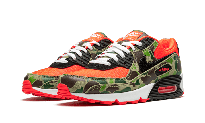 Nike Air Max 90 Reverse Duck Camo (2020), Infrared/Black-Dark Sage-Baroque Brown (CW6024-600)