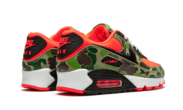 Nike Air Max 90 Reverse Duck Camo, Infrared/Black-Dark Sage-Baroque Brown (CW6024-600)